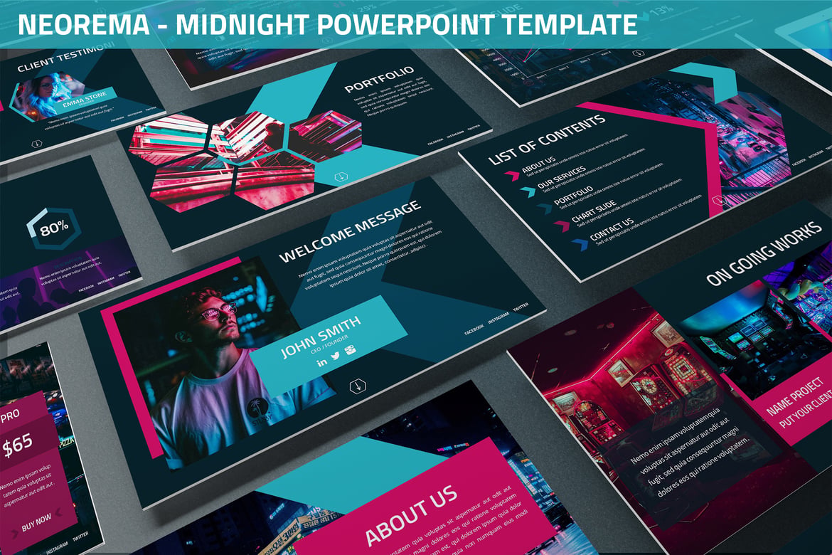 Neorema - Template Powerpoint Malam Modern