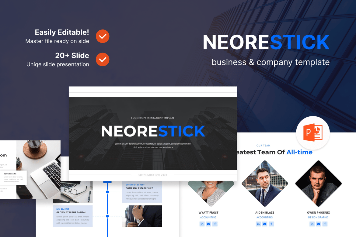 Neorestick – Template Presentasi Powerpoint Korporat yang Menarik