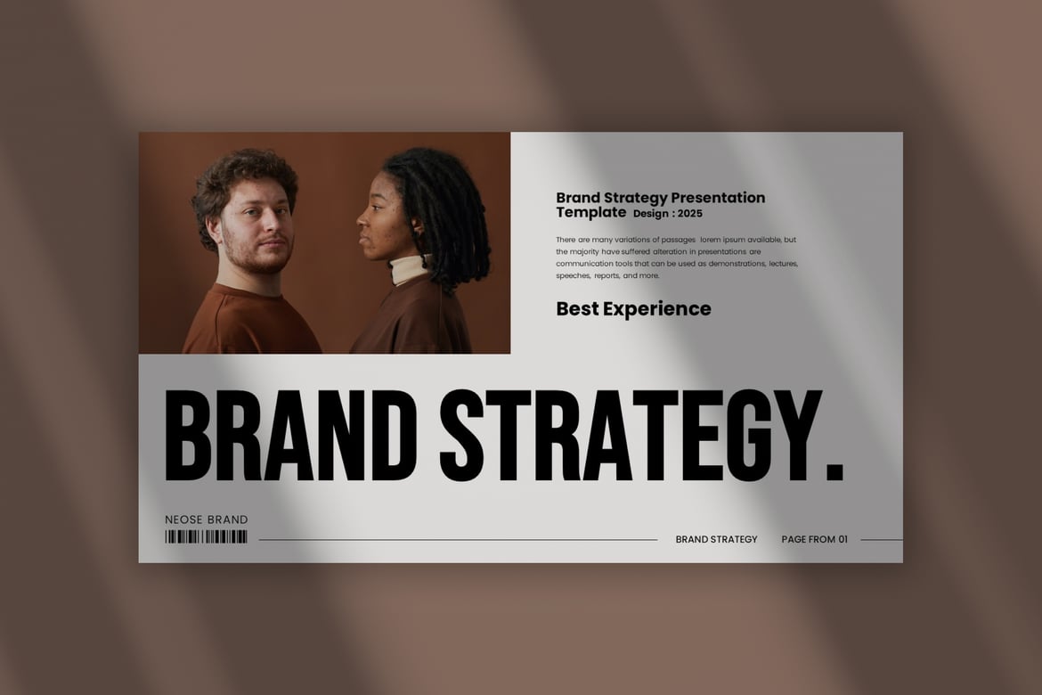 Template Powerpoint Strategi Merek Neose yang Elegan dan Minimalis