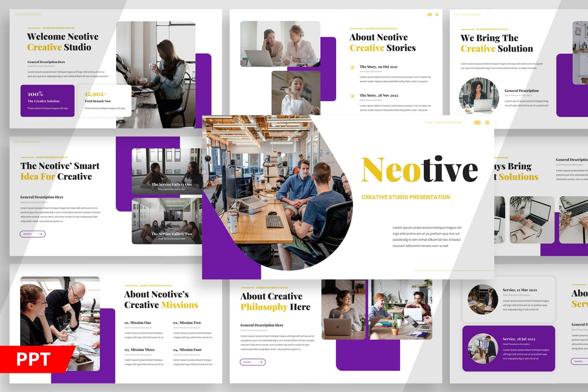 Template PowerPoint Neotive - Studio Kreatif yang Elegan