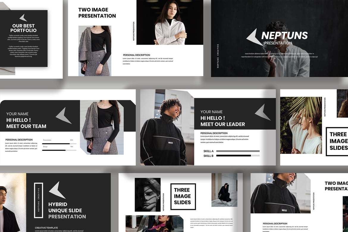 Template PowerPoint Kreatif Neptun yang Modern dan Minimalis