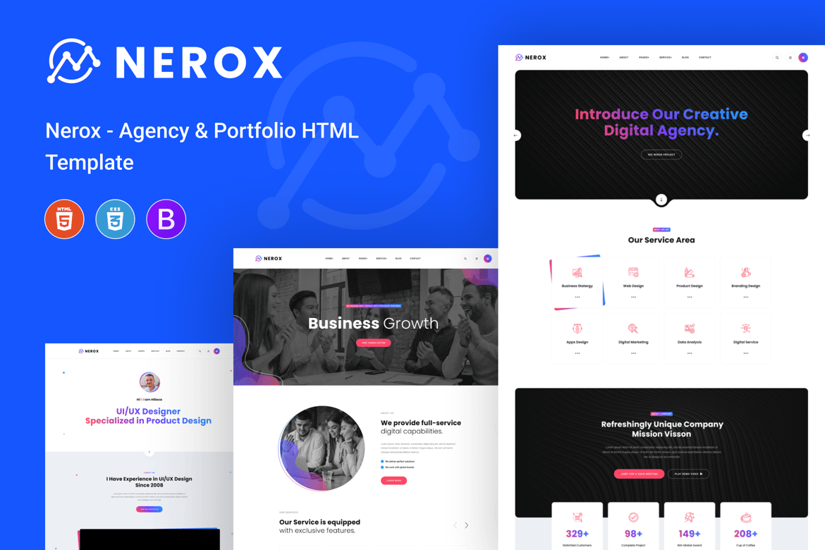 Nerox - Template Website Agensi & Portofolio Modern