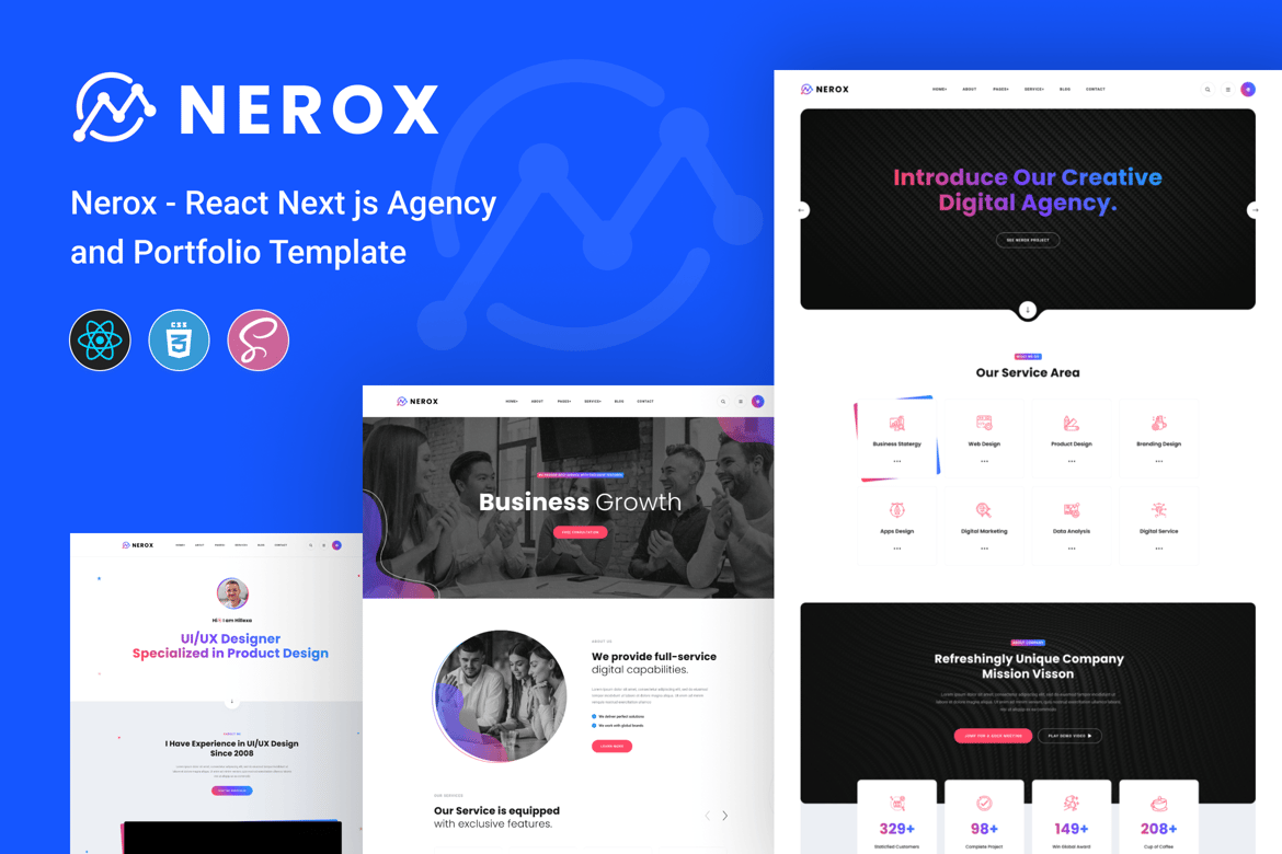 Nerox - Template Website Agensi & Portofolio dengan React Next.js