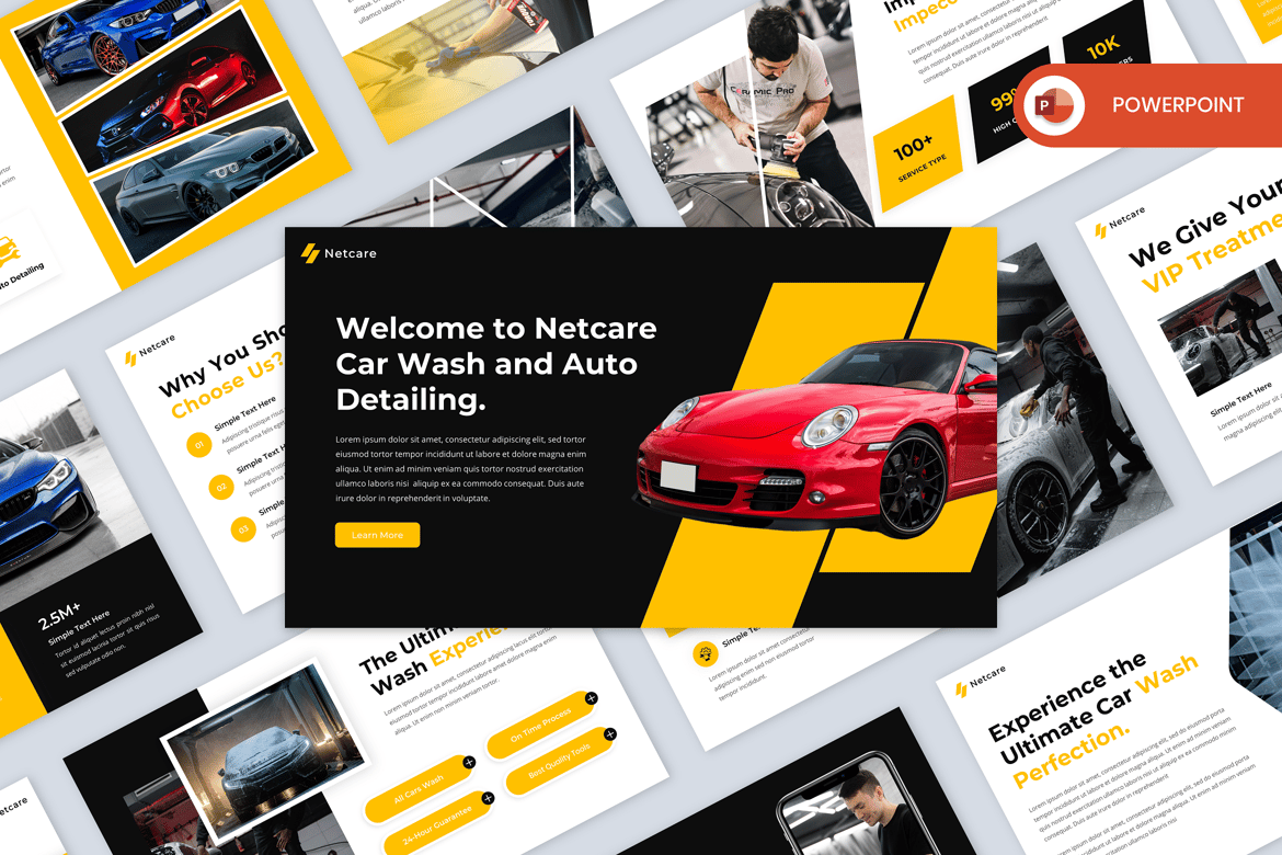 Template Presentasi PowerPoint Netcare - Cuci Mobil dan Detailing Otomotif
