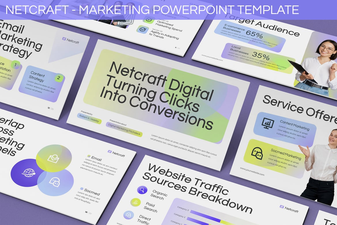 Template PowerPoint Pemasaran Modern - Netcraft