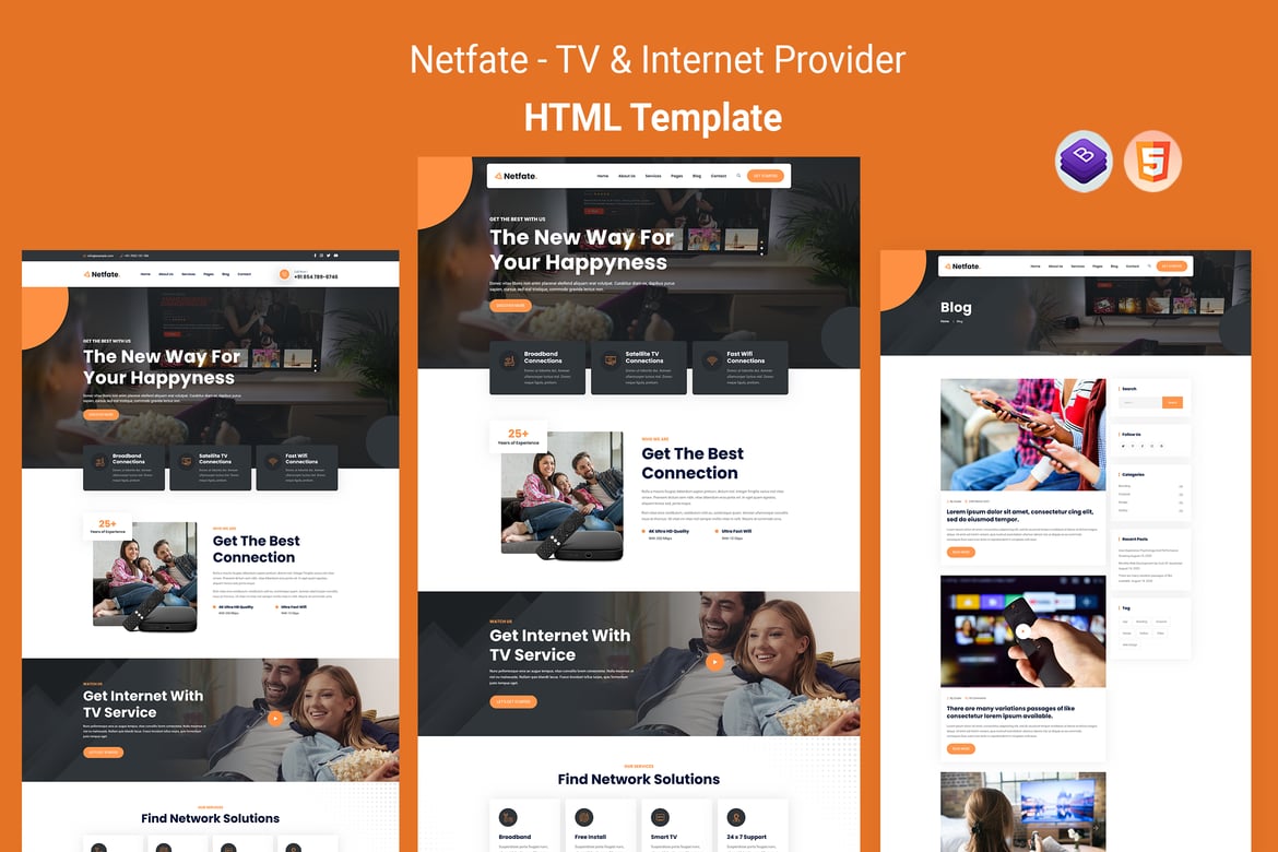Netfate - Template Website Penyedia TV & Internet yang Menarik