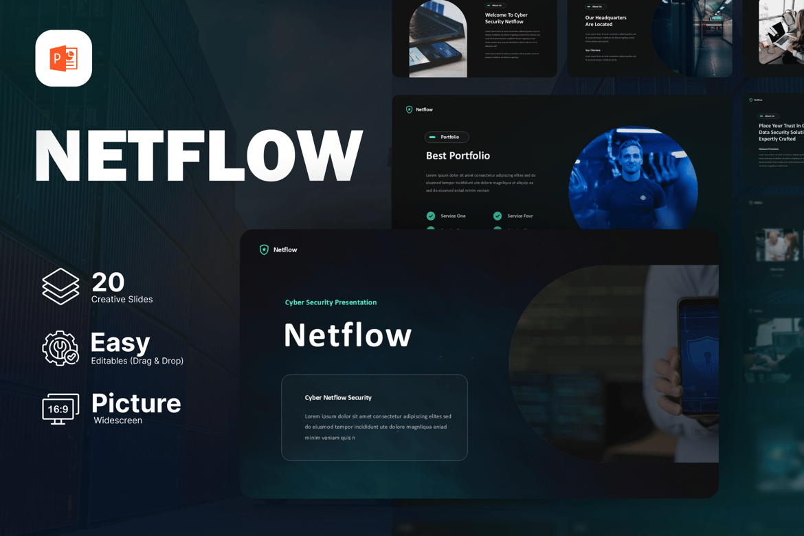 Template Presentasi Powerpoint Cyber Security Netflow yang Menarik