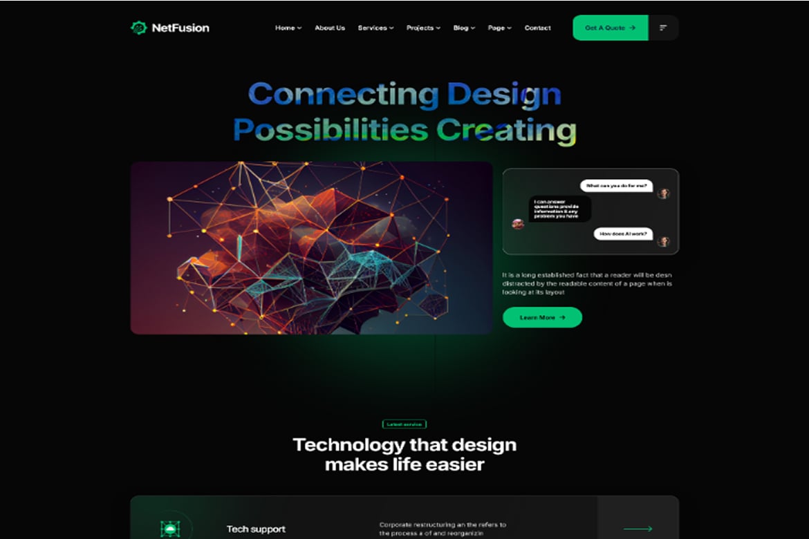 NetFusion - Template Website PHP Berbasis AI untuk Startup dan Teknologi