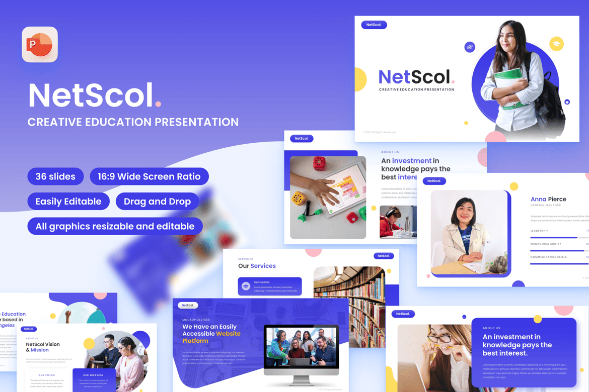 Template Presentasi Kreatif NetScol untuk Pendidikan
