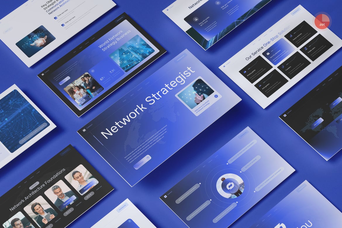 Template PowerPoint Strategi Jaringan yang Menarik