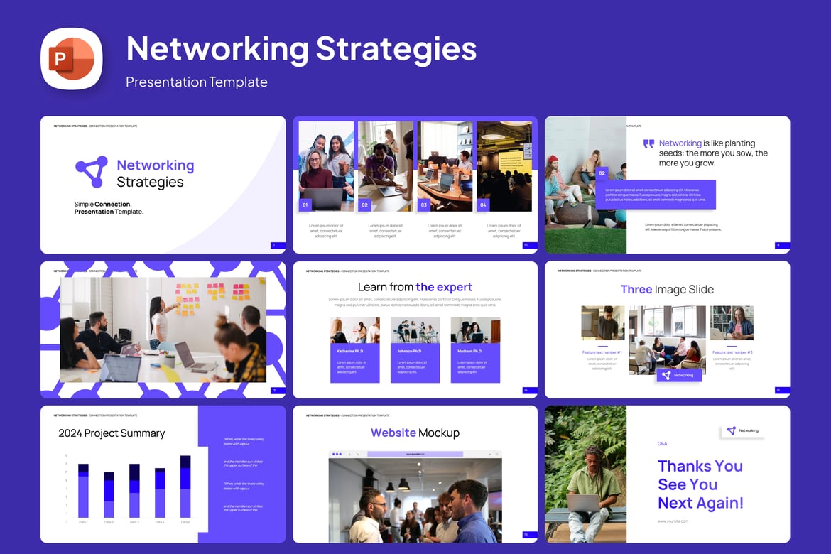 Template PowerPoint Strategi Jaringan yang Modern dan Menarik