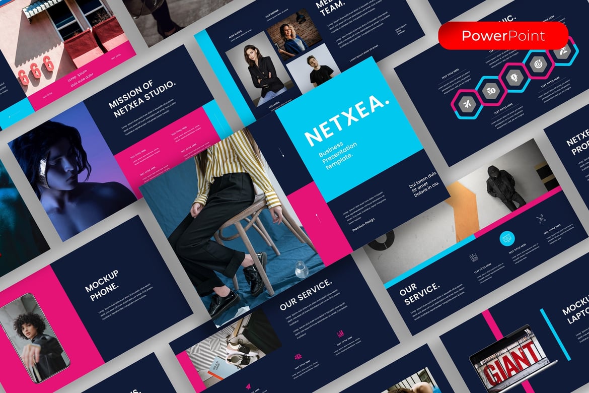 Template Presentasi PowerPoint Netxea untuk Bisnis yang Menarik