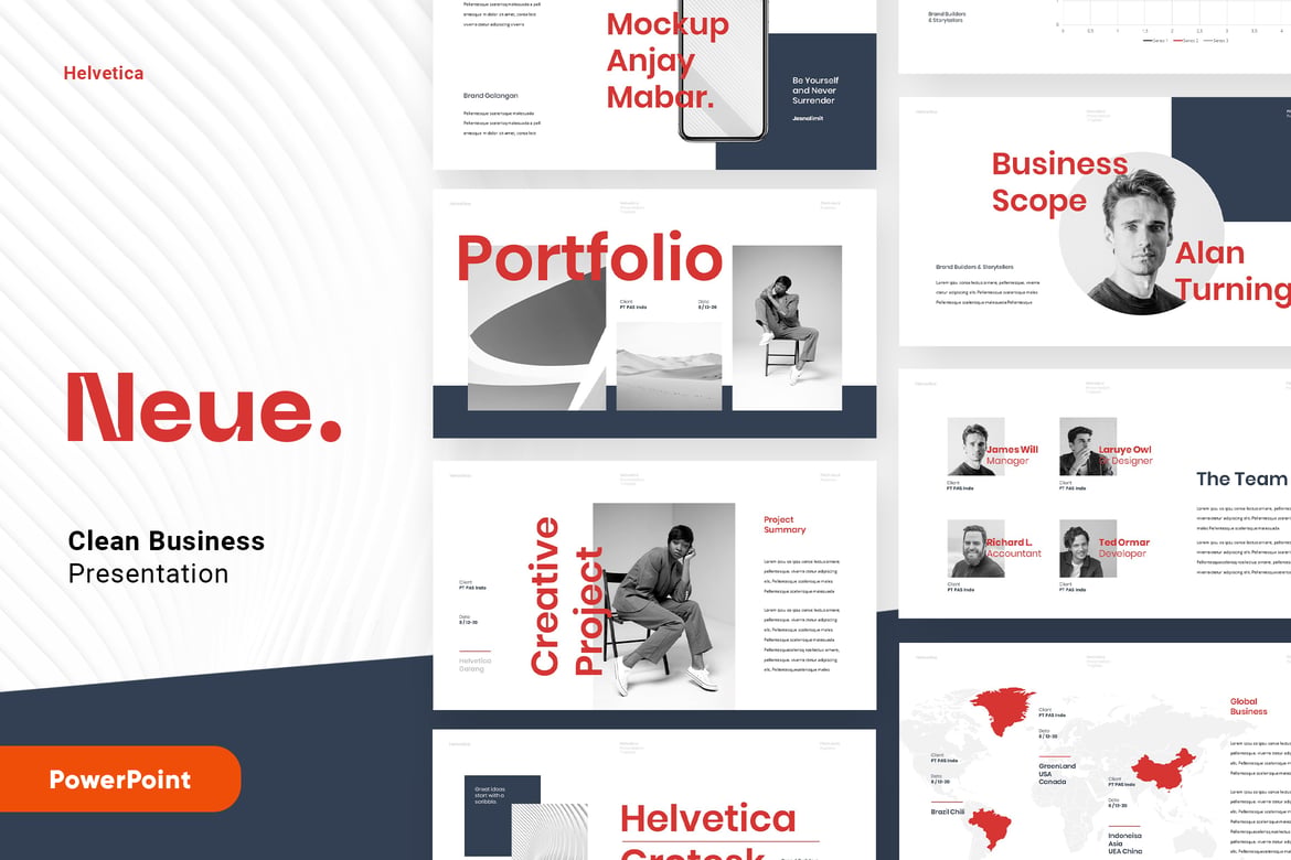 Template PowerPoint Bisnis Minimalis NEUE yang Modern