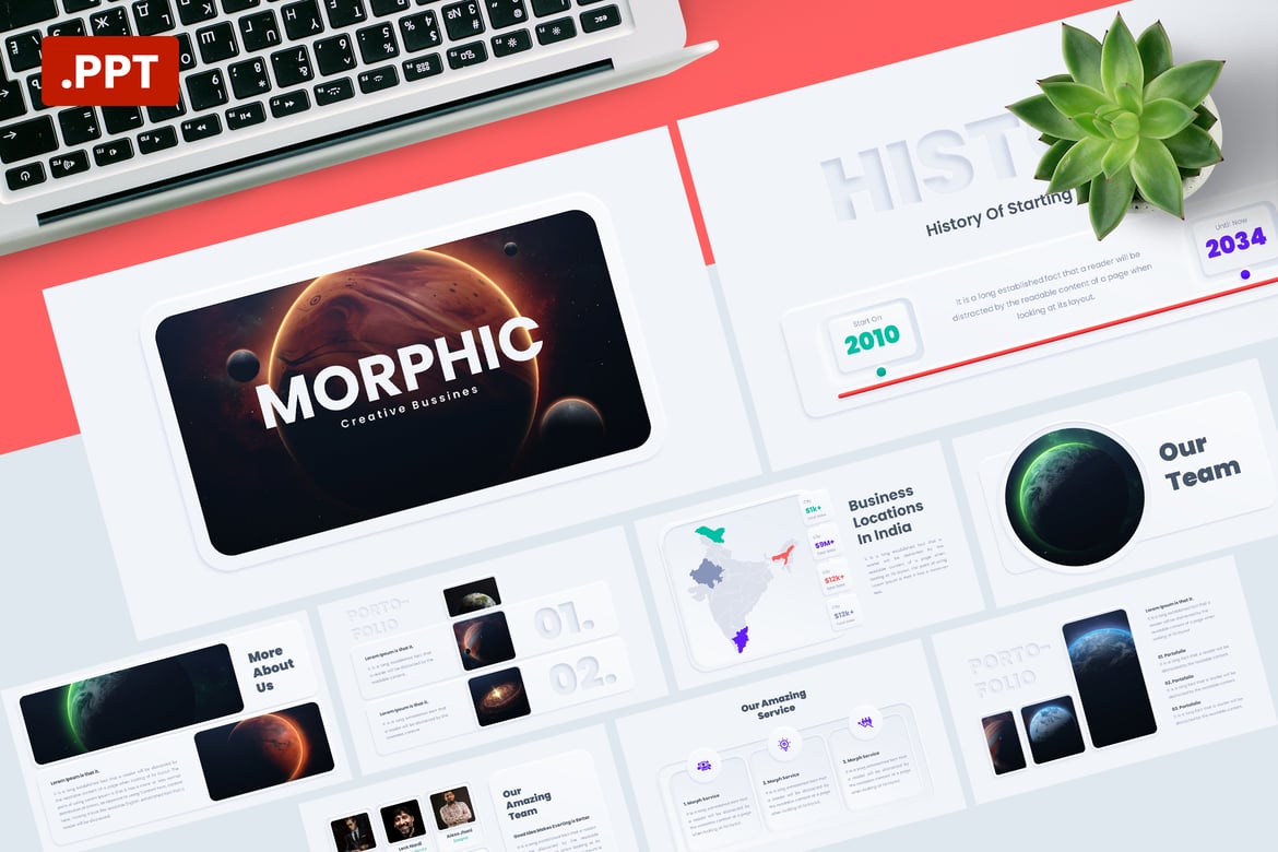 Template Presentasi PowerPoint Profil Perusahaan Neumorph yang Menarik