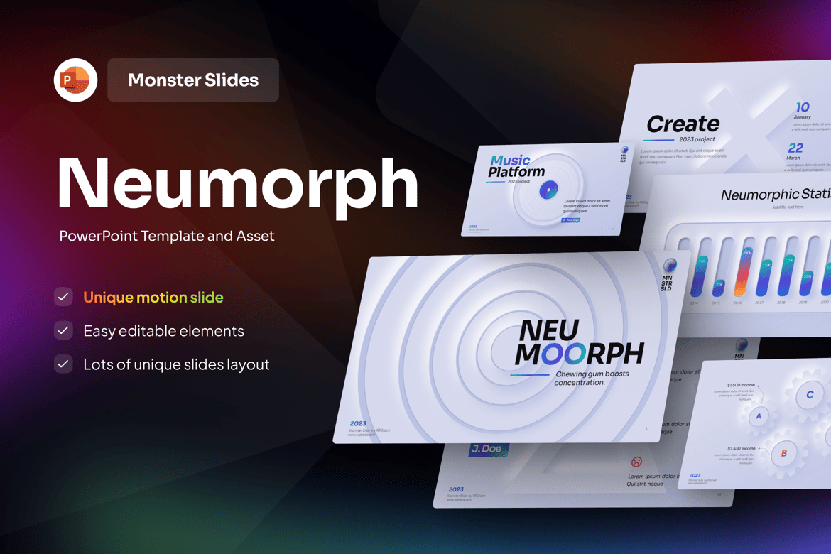 Template PowerPoint Neumorph Modern dan Elegan