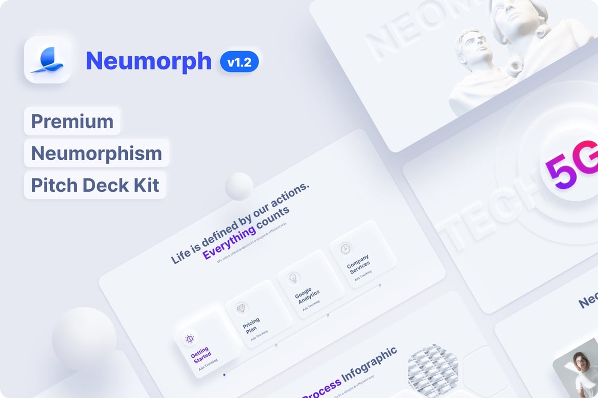 Template PowerPoint Neumorph Serbaguna yang Menarik