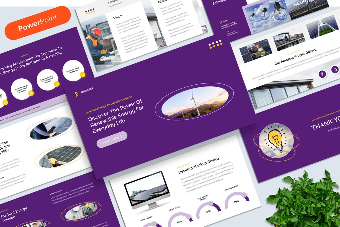 Neunergy - Template PowerPoint Energi Terbarukan yang Menarik