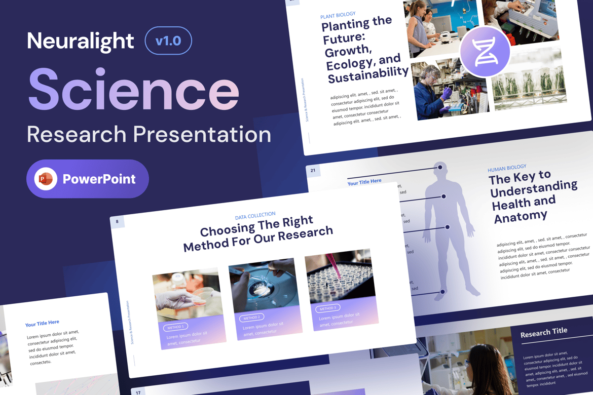Neuralight - Template Presentasi PowerPoint Ilmiah yang Futuristik
