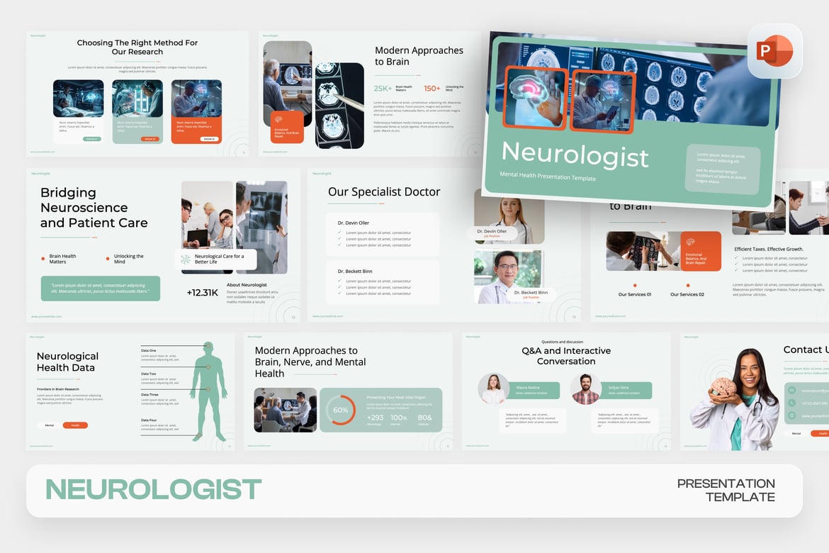 Template Presentasi PowerPoint untuk Neurologis yang Modern dan Profesional