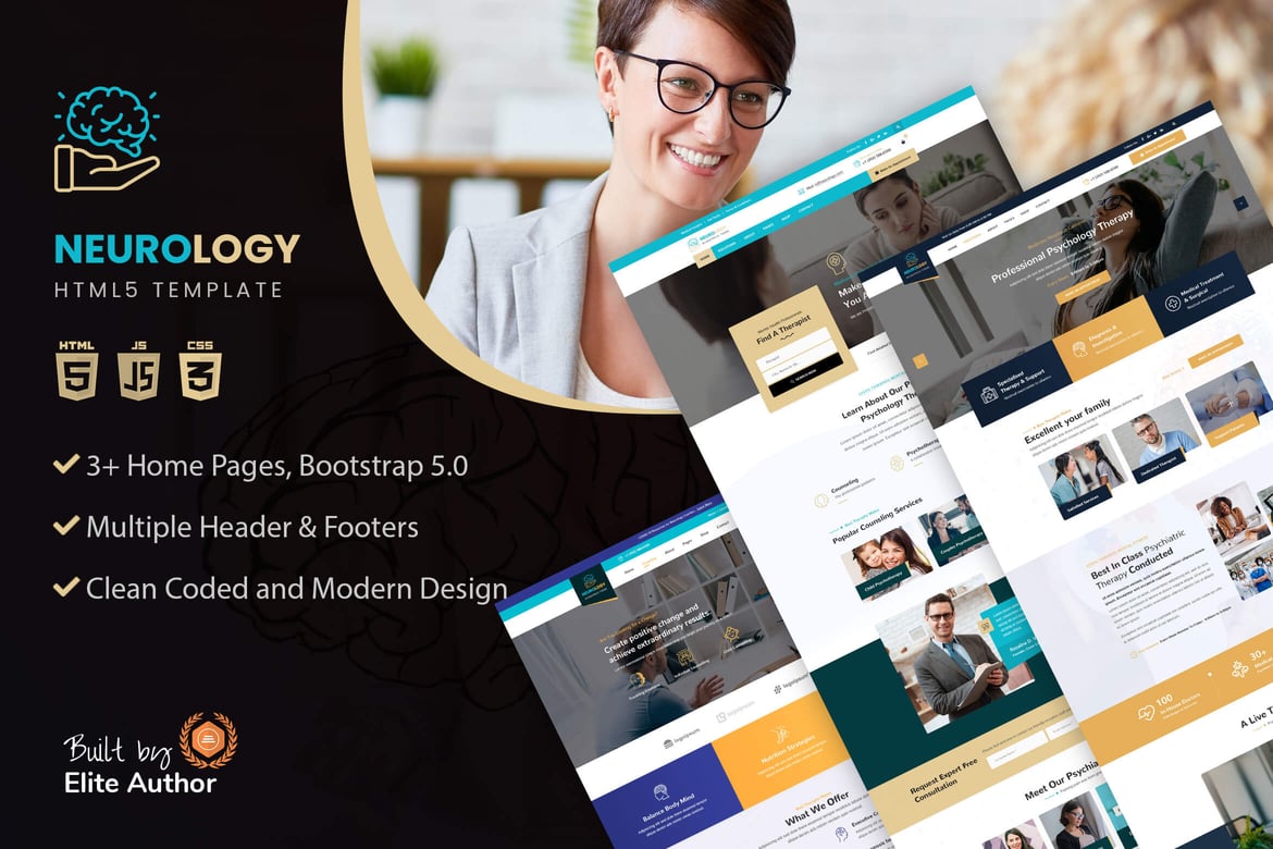 Template Website Neurologi untuk Psikologi dan Konseling