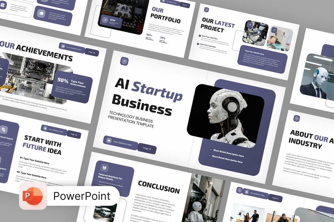 Template Presentasi PowerPoint Neurovia untuk Startup AI