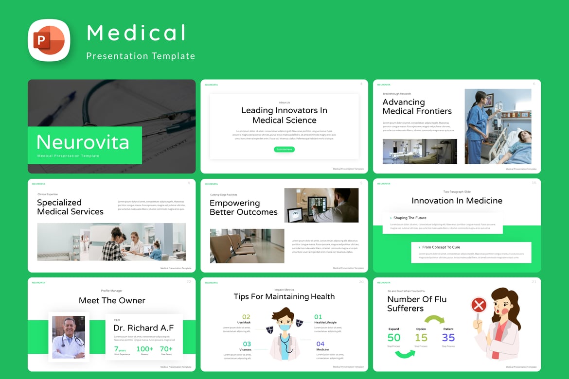 Template Presentasi Medis Neurovita yang Menarik dan Profesional