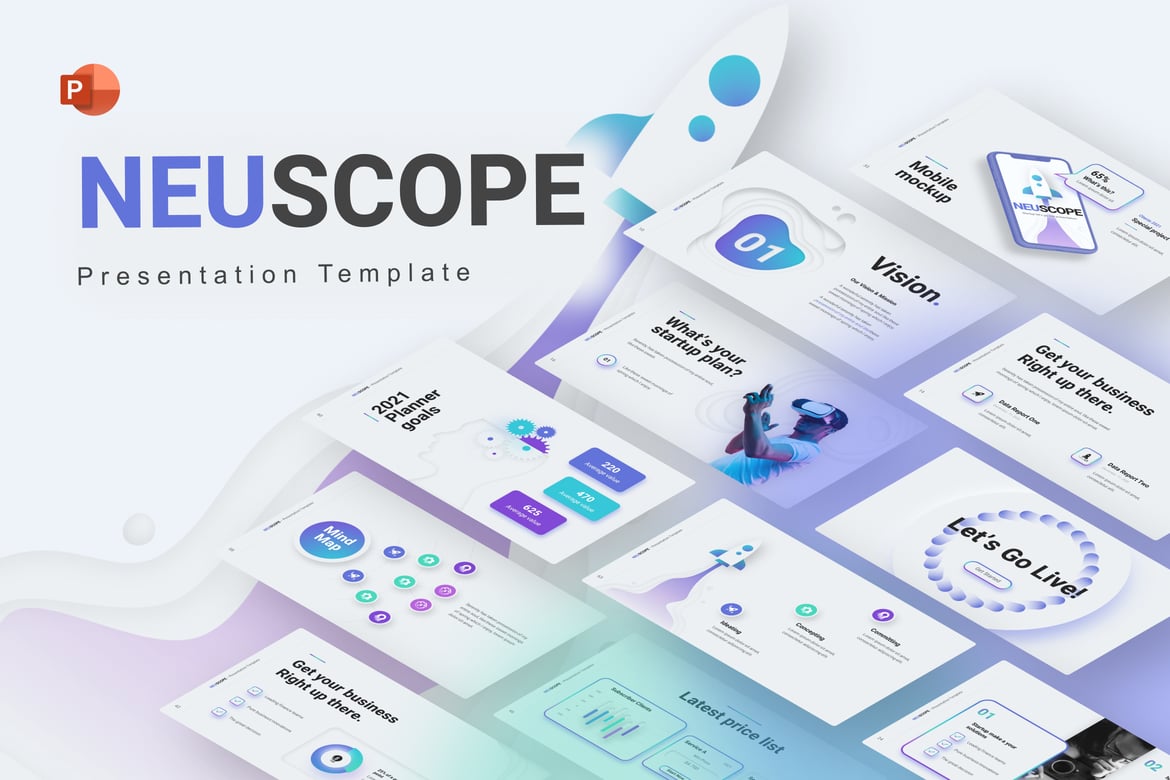 Template PowerPoint Neuscope untuk Startup Kreatif yang Menarik