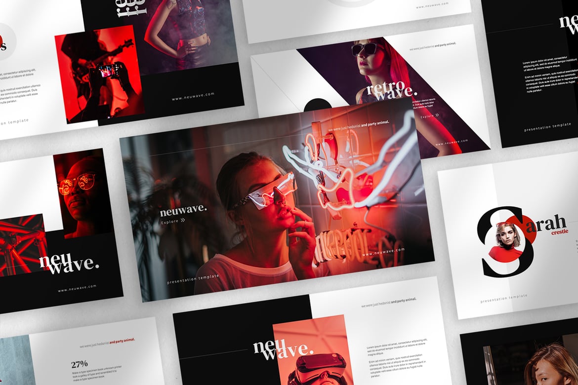 Template Powerpoint Neuwave yang Kreatif dan Modern