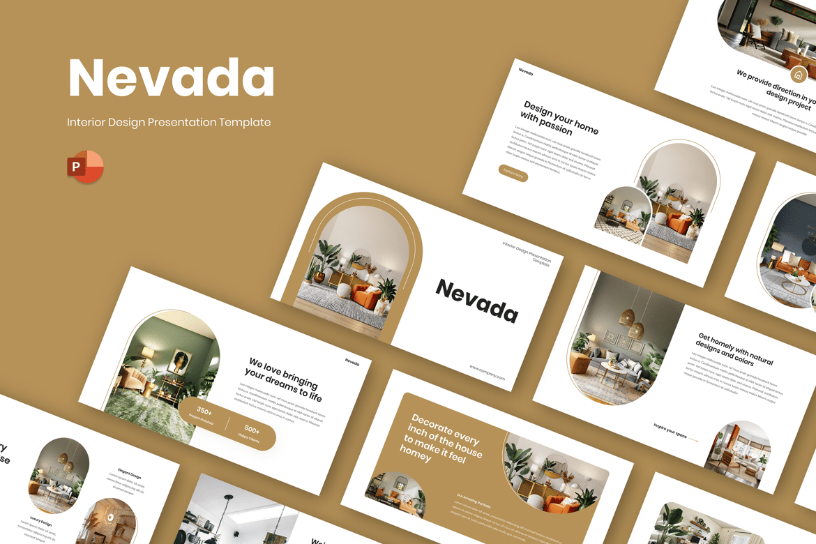 Template Powerpoint Desain Interior Nevada yang Modern dan Elegan