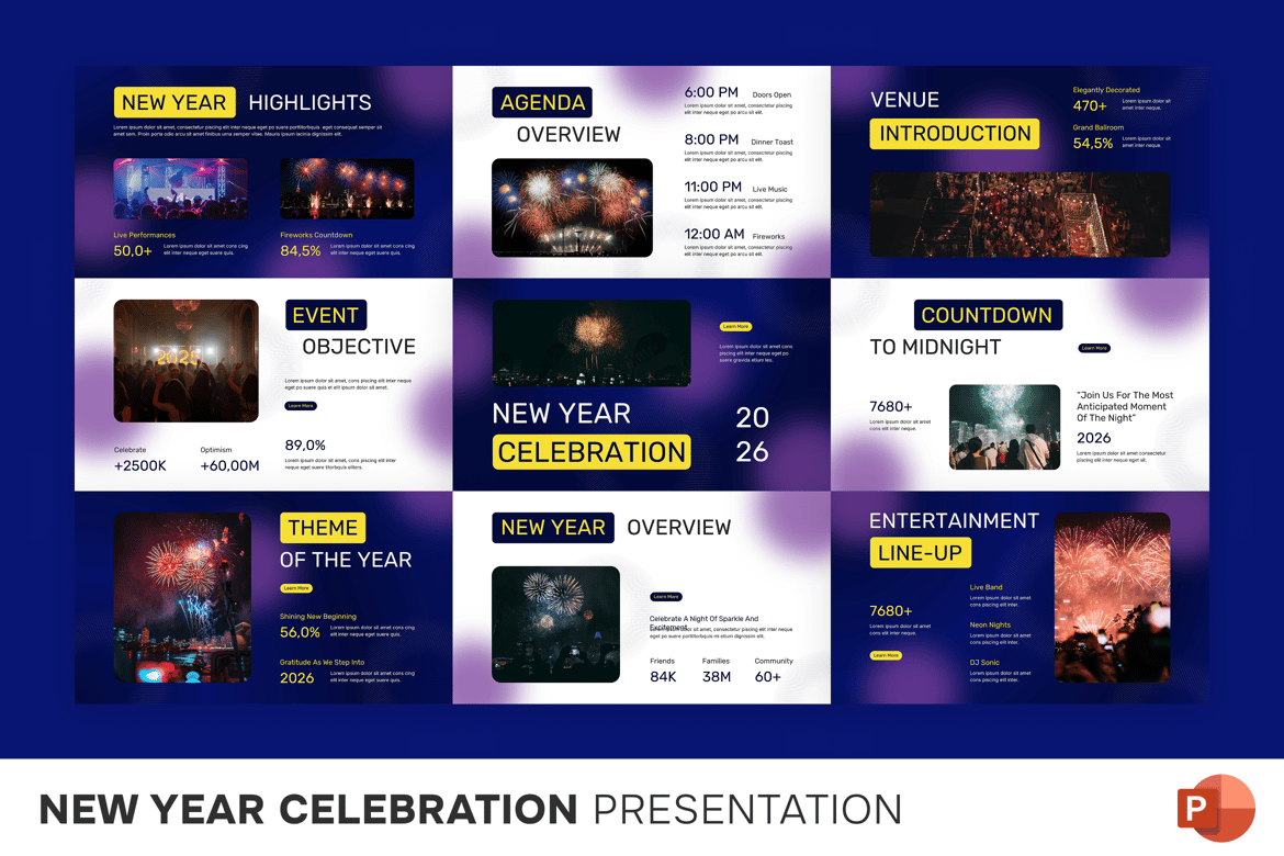 Template PowerPoint Perayaan Tahun Baru yang Menarik