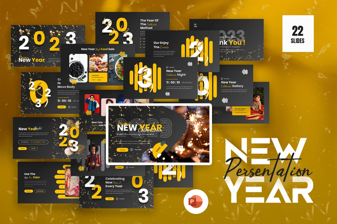 Template Presentasi PowerPoint Tahun Baru yang Menarik dan Serbaguna