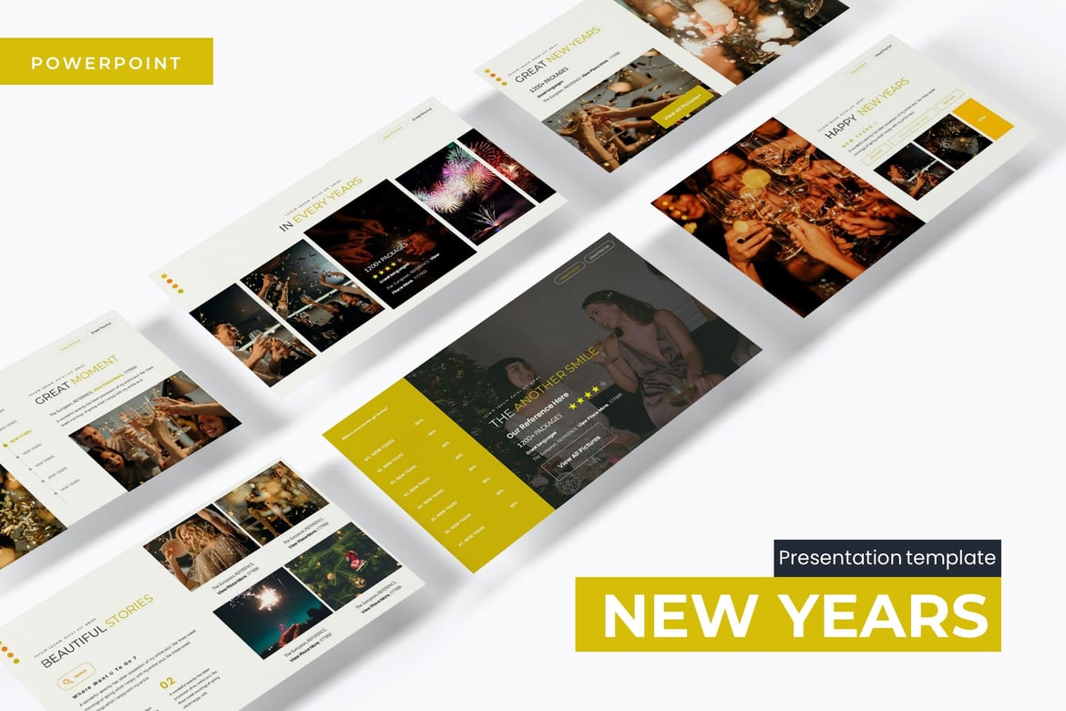 Template PowerPoint Musim Tahun Baru yang Menarik dan Serbaguna