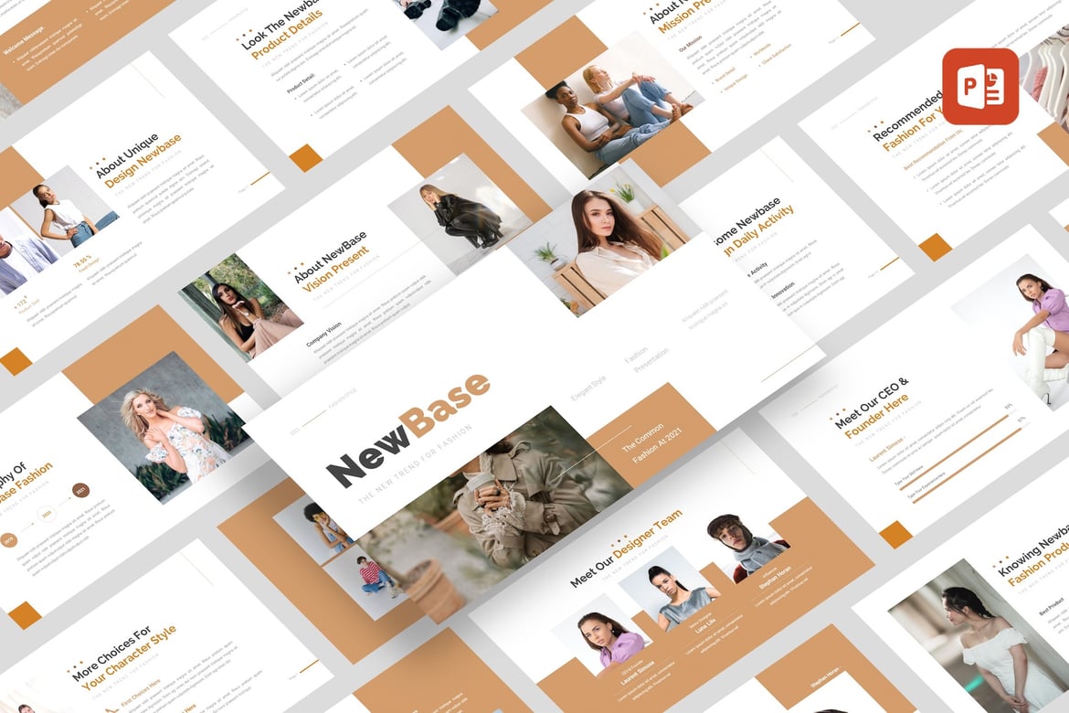 Template Presentasi PowerPoint Newbase - Gaya Fashion yang Menawan