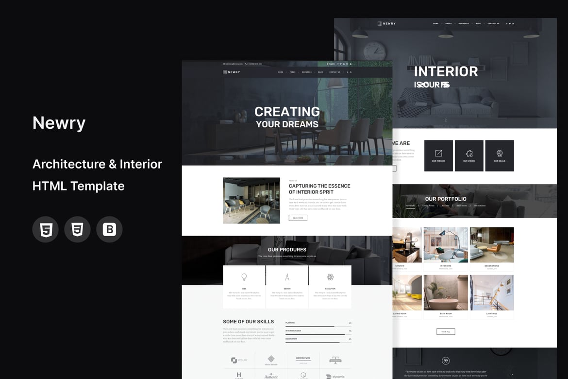 Template Website Arsitektur & Interior Newry yang Modern dan Minimalis