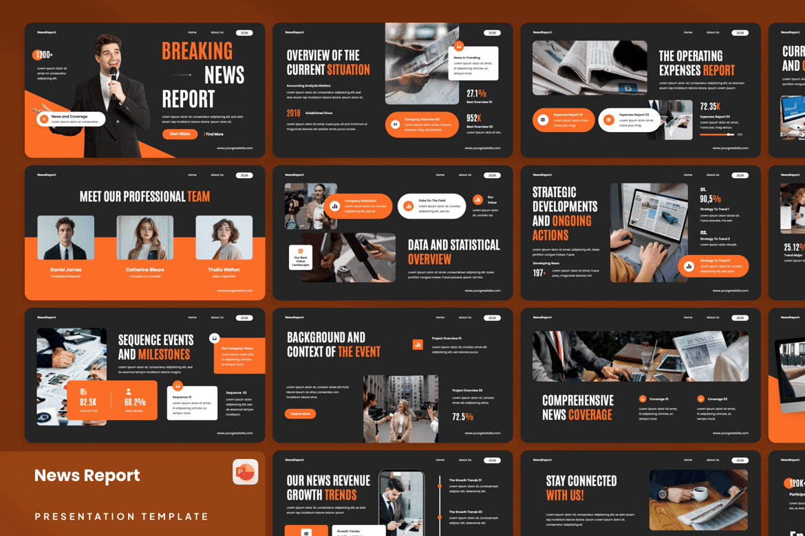 Template PowerPoint Laporan Berita yang Menarik dan Profesional
