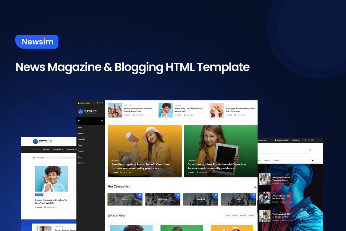 Newsim - Template Website Majalah Berita dan Blogging Modern