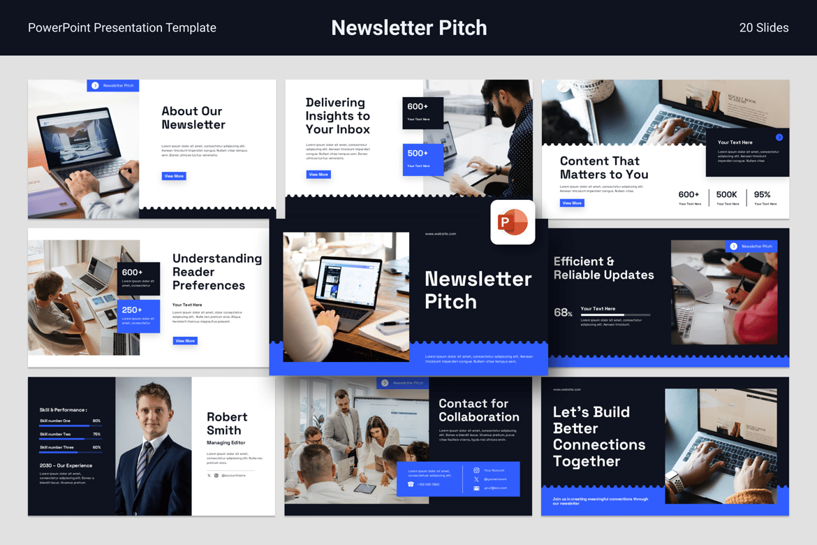 Template Presentasi PowerPoint untuk Pitch Newsletter yang Menarik
