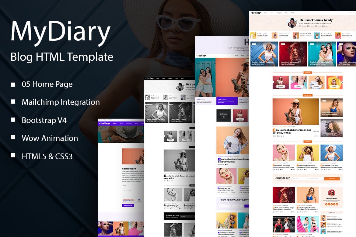 Template Website Blog Pribadi dan Majalah Modern