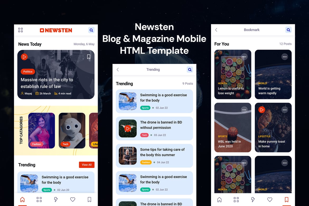 Newsten - Template HTML Mobile untuk Blog dan Majalah yang Menarik