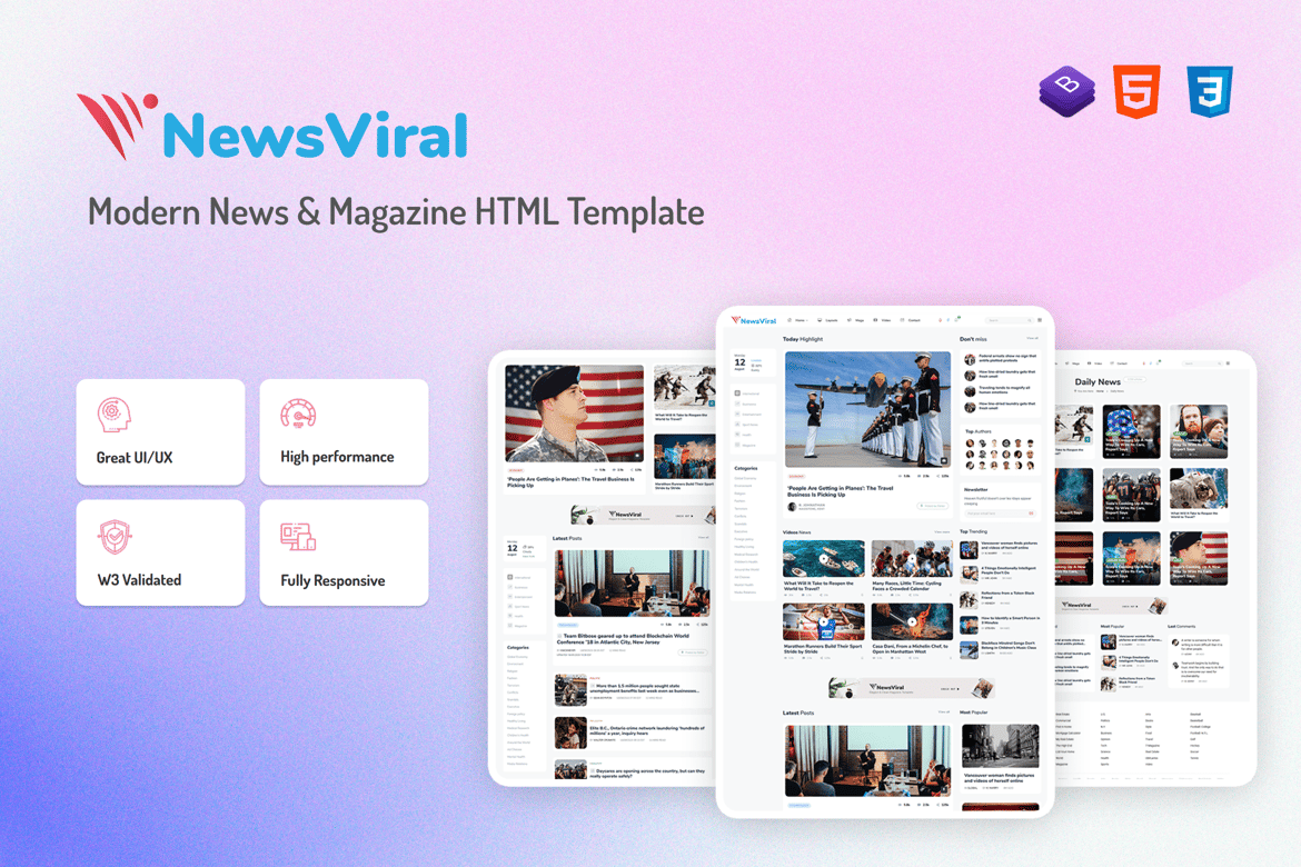 NewsViral - Template Website Berita & Majalah Modern