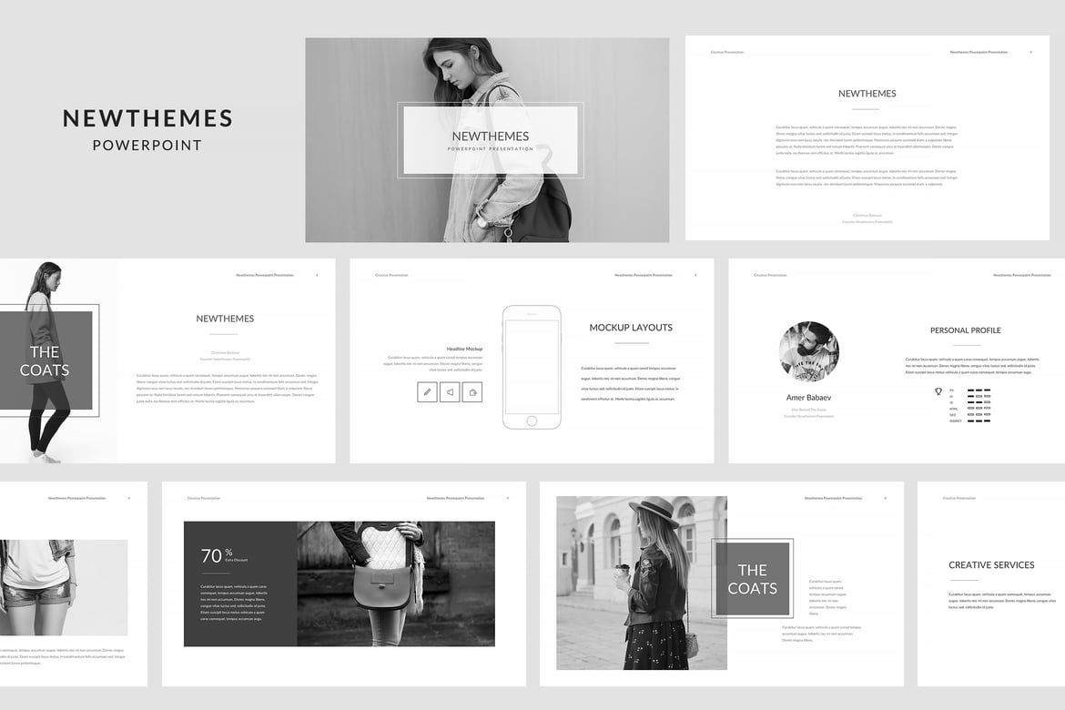 Template Presentasi PowerPoint Newt yang Kreatif dan Minimalis