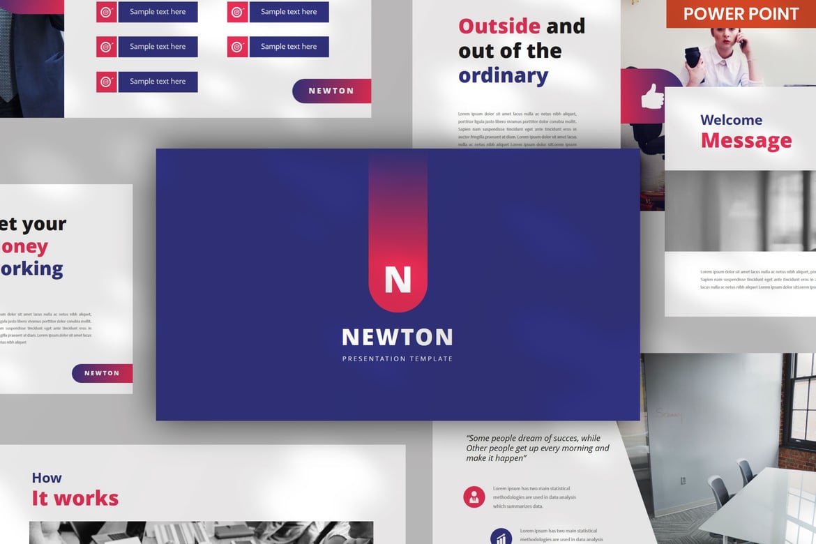 Template Presentasi PowerPoint Newton yang Serbaguna