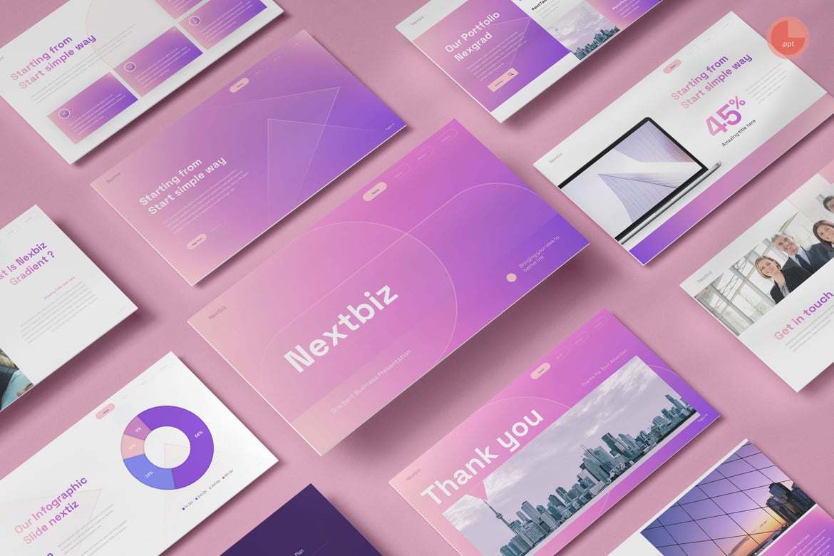 Nexbiz - Template Presentasi Bisnis Gradient yang Menarik