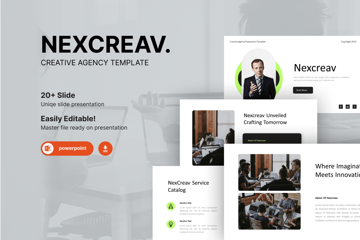 Nexcreav – Template Powerpoint Kreatif untuk Agensi dan Bisnis Anda