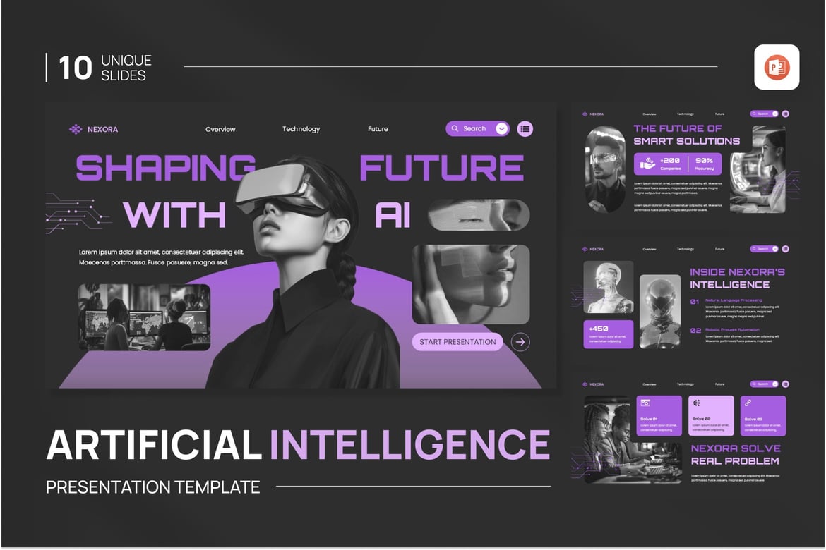 Template Presentasi PowerPoint Nexora dengan Kecerdasan Buatan