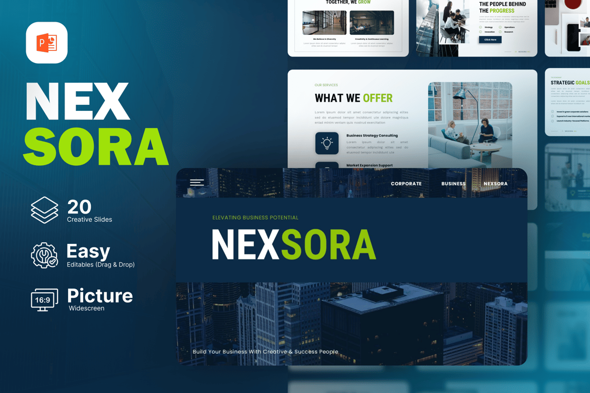 Template Powerpoint Bisnis Nexsora yang Menarik dan Profesional