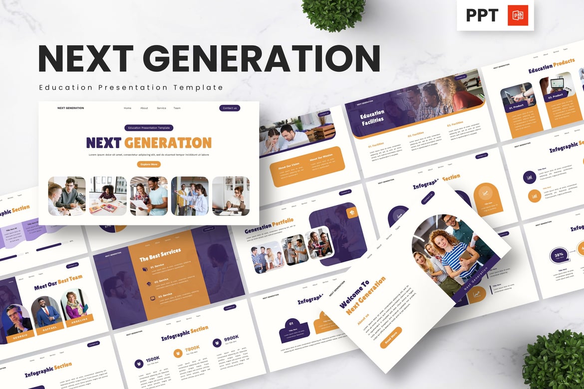 Template PowerPoint Pendidikan Generasi Selanjutnya yang Menarik