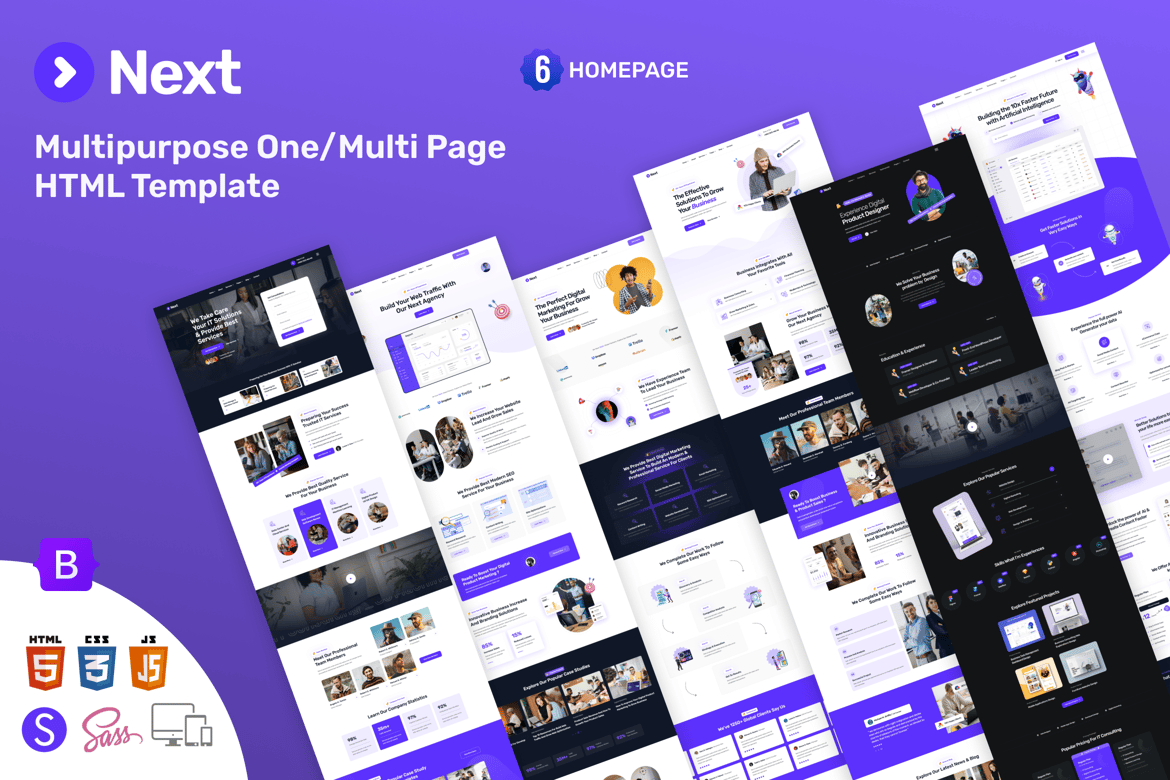Next - Template Website HTML Multi-Purpose yang Responsif dan Modern