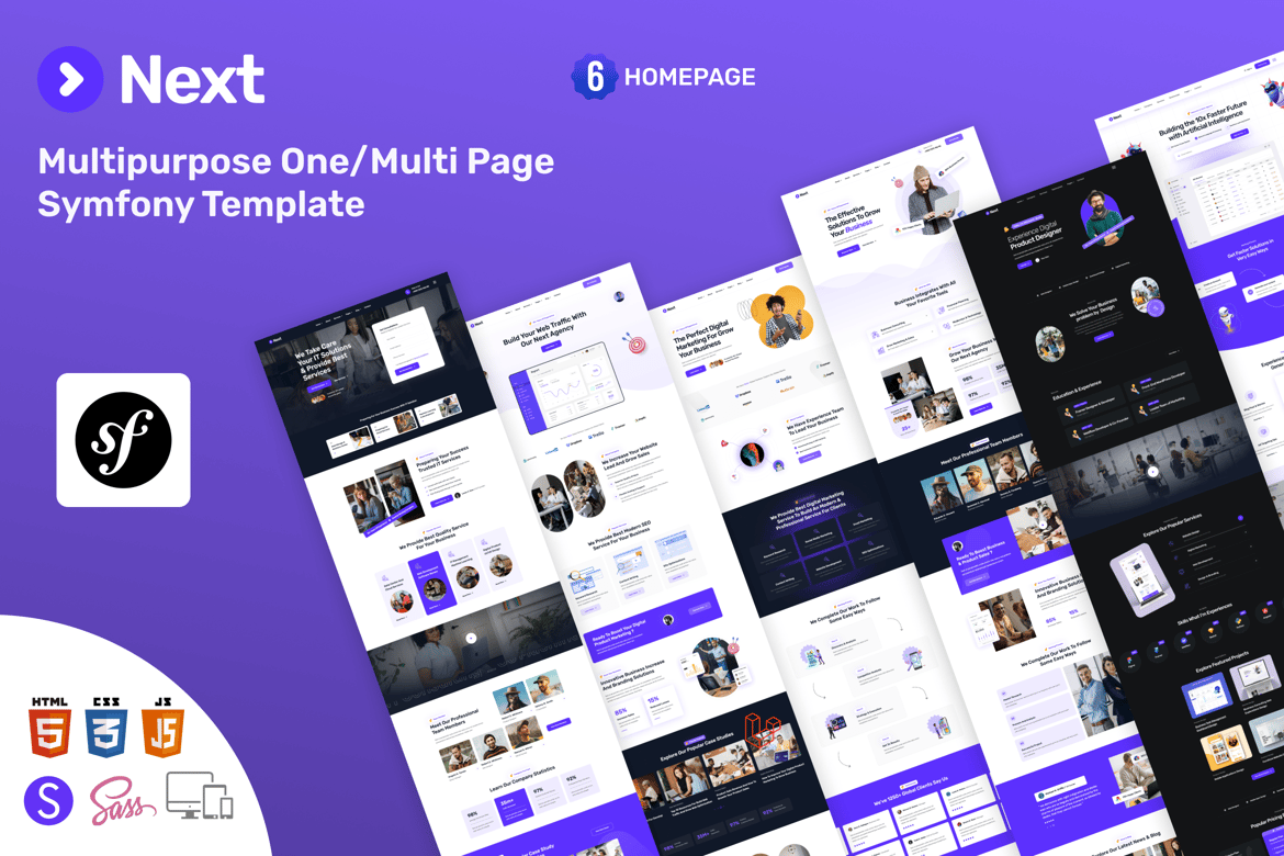 Next - Template Web Symfony Serbaguna dan Responsif