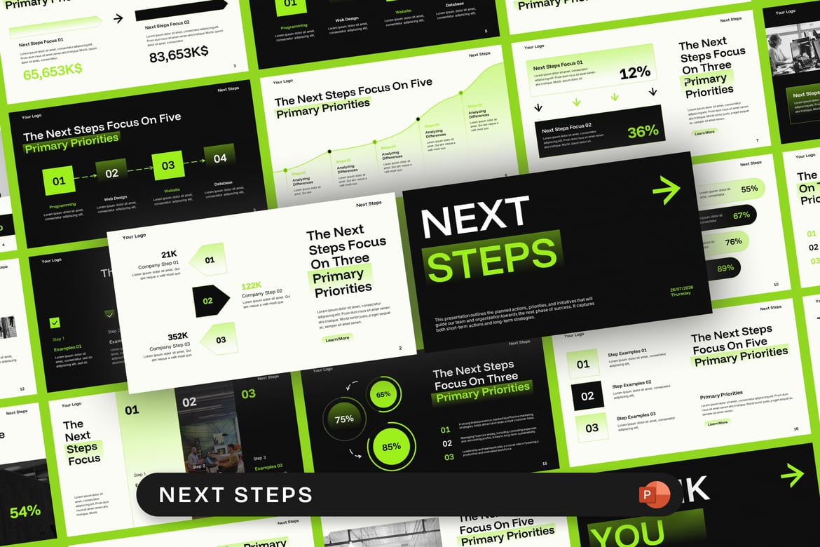 Template Presentasi PowerPoint Langkah Selanjutnya yang Menarik